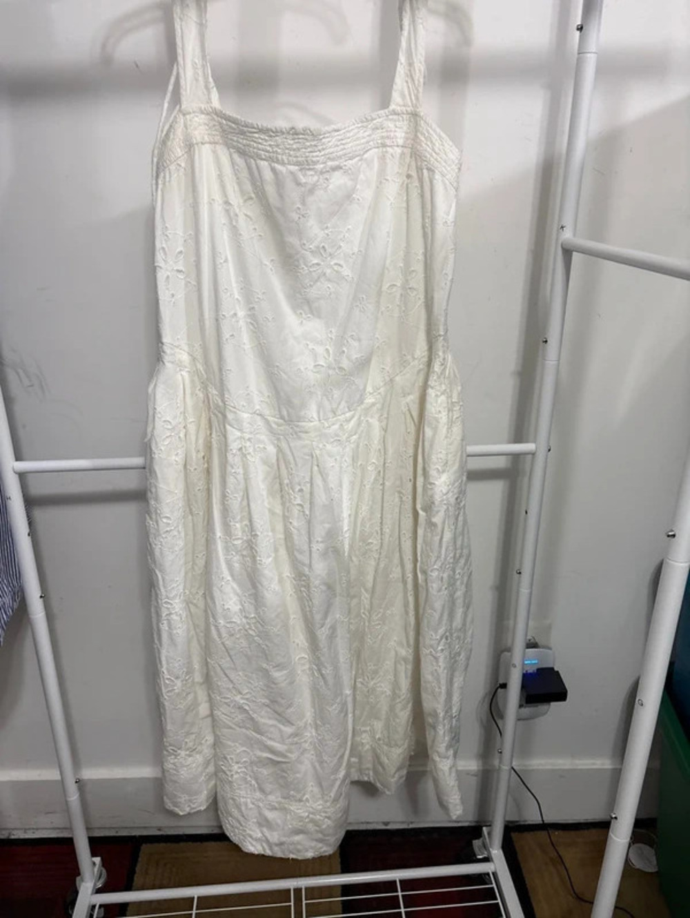 Free People White Primavera Eyelet Lace Midi Dress